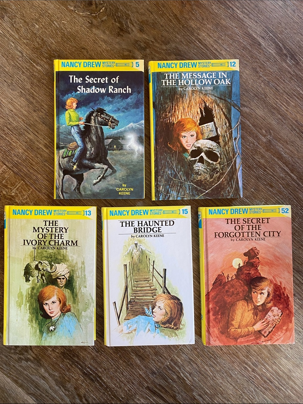 Nancy Drew Five-Book Mystery Set - Yellow Flashlight Series vinyl book covers